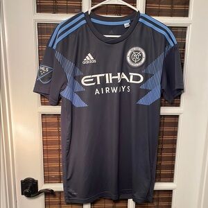 Adidas Blue Gray Jersey with ETIHAD AIRWAYS Sponsorship